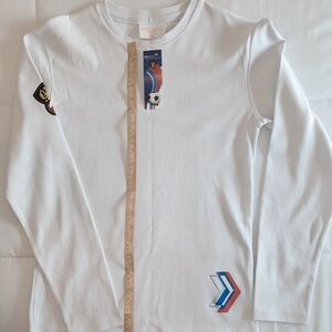Kids White Long Sleeve Shirt, Russia Football (Soccer)